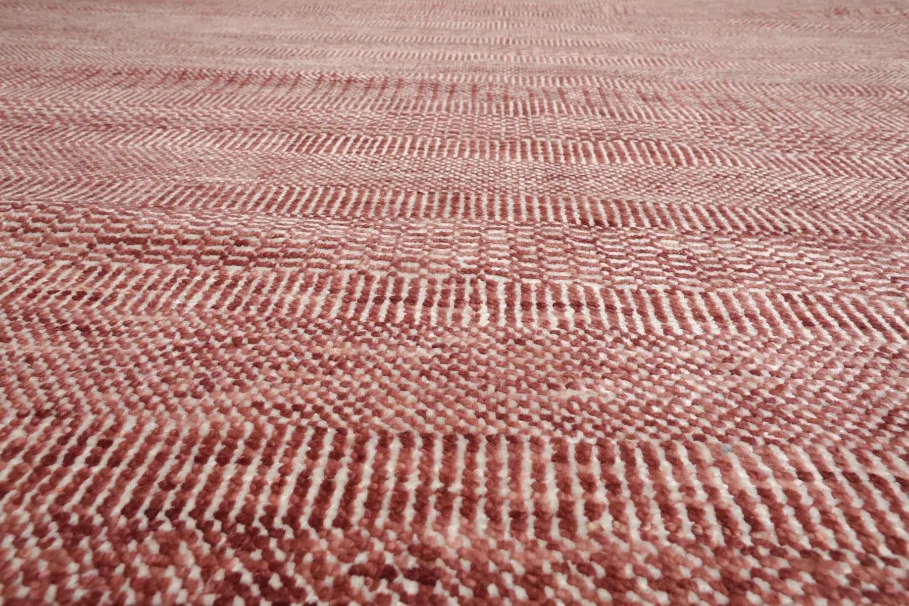 LoomBloom Multi Sizes Raspberry Hand Knotted Contemporary  Tibetan Geometric Wool & Bamboo Silk  Oriental Area Rug