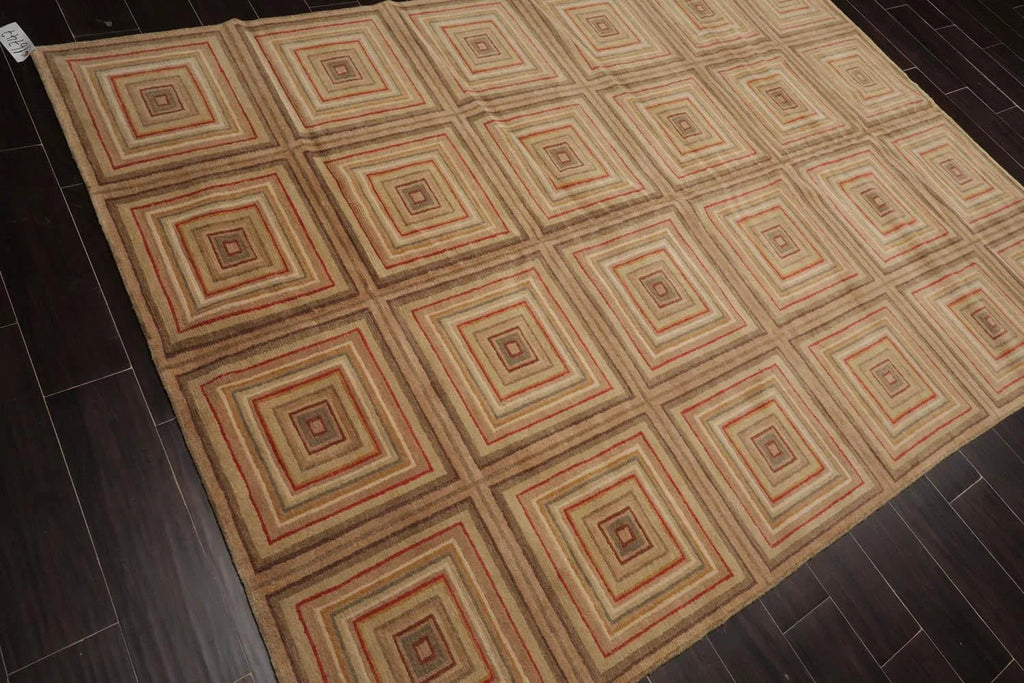 6’ x 8’9” Hand Knotted 100% Wool Modern Tibetan Oriental Area Rug Tan, Beige