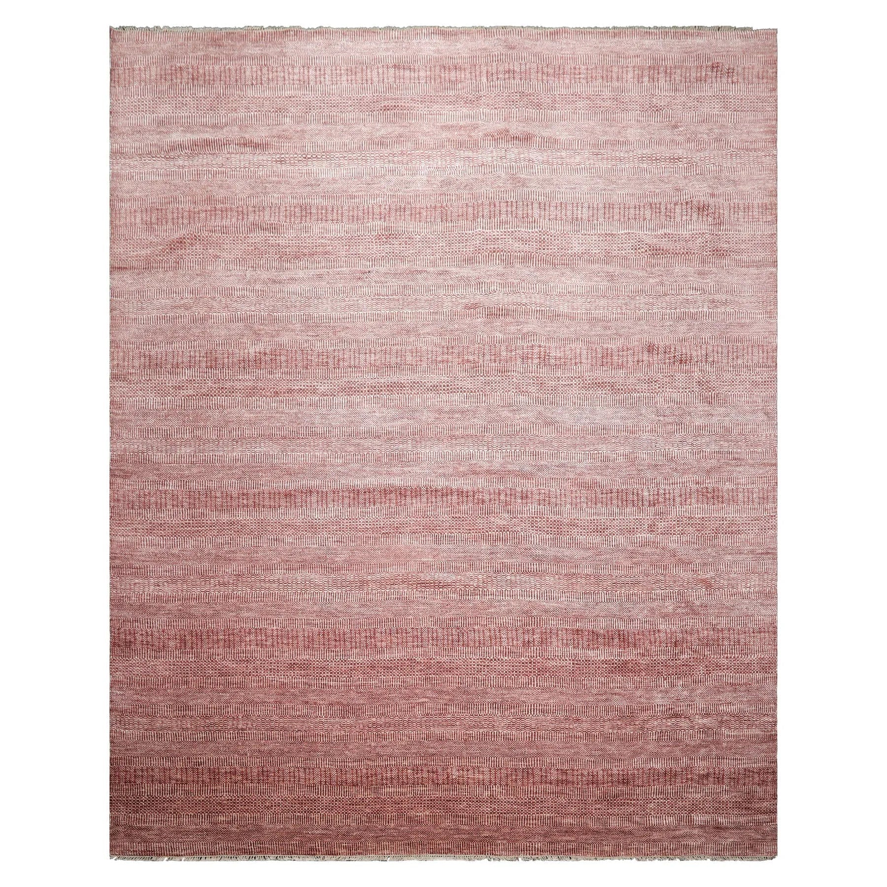 LoomBloom Multi Sizes Raspberry Hand Knotted Contemporary  Tibetan Geometric Wool & Bamboo Silk  Oriental Area Rug