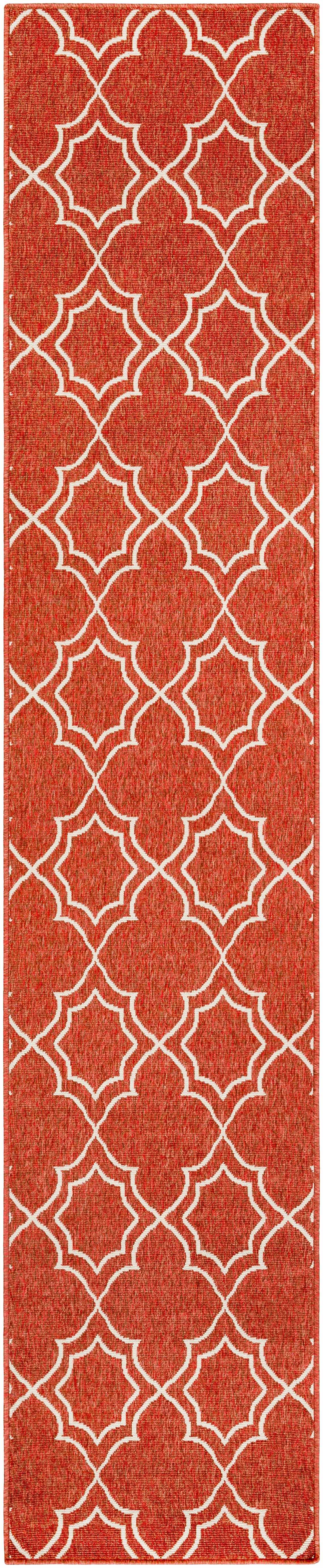 Unique Rust Red Lattice Trellis Outdoor Rug - Clearance