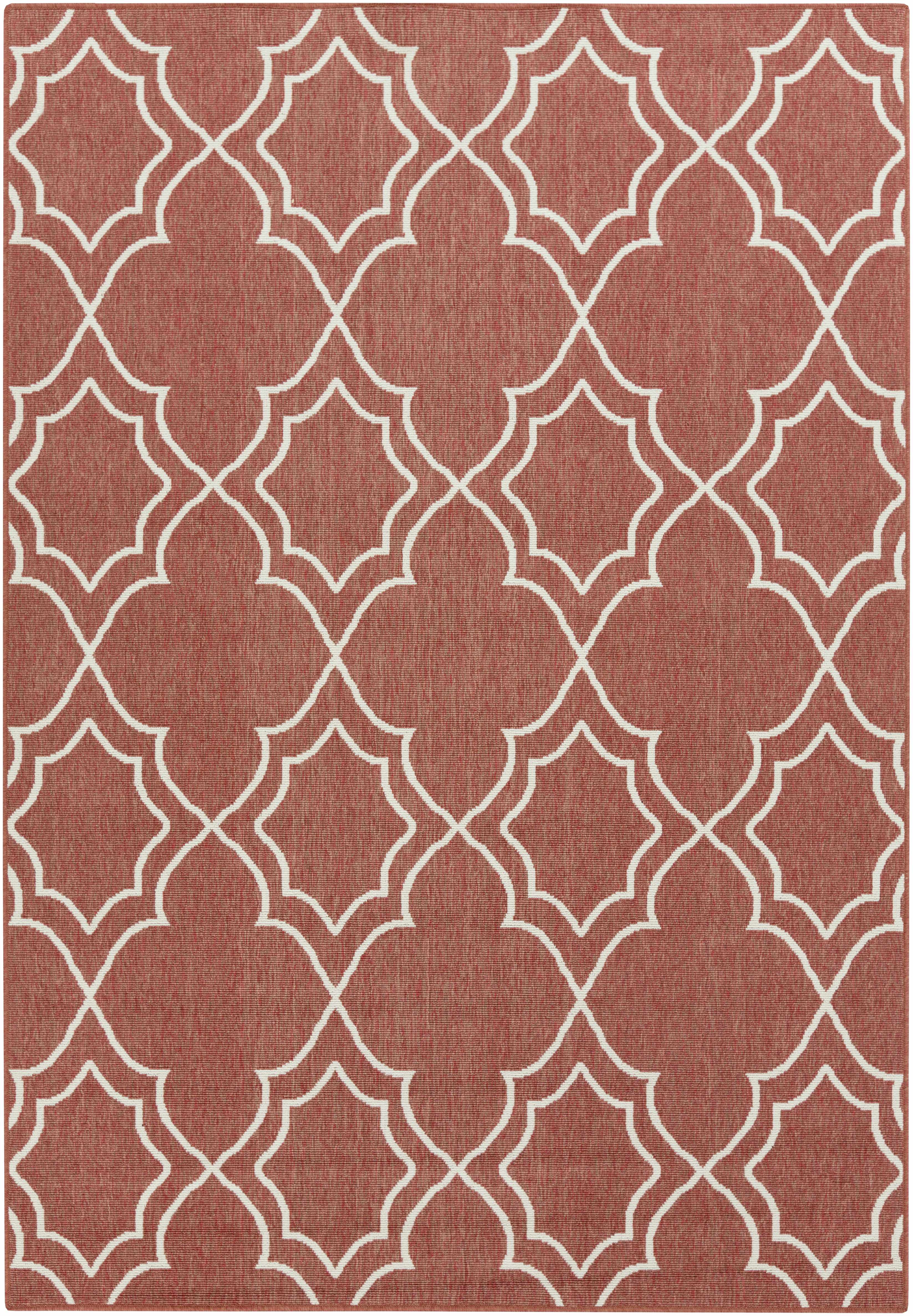 Unique Rust Red Lattice Trellis Outdoor Rug - Clearance