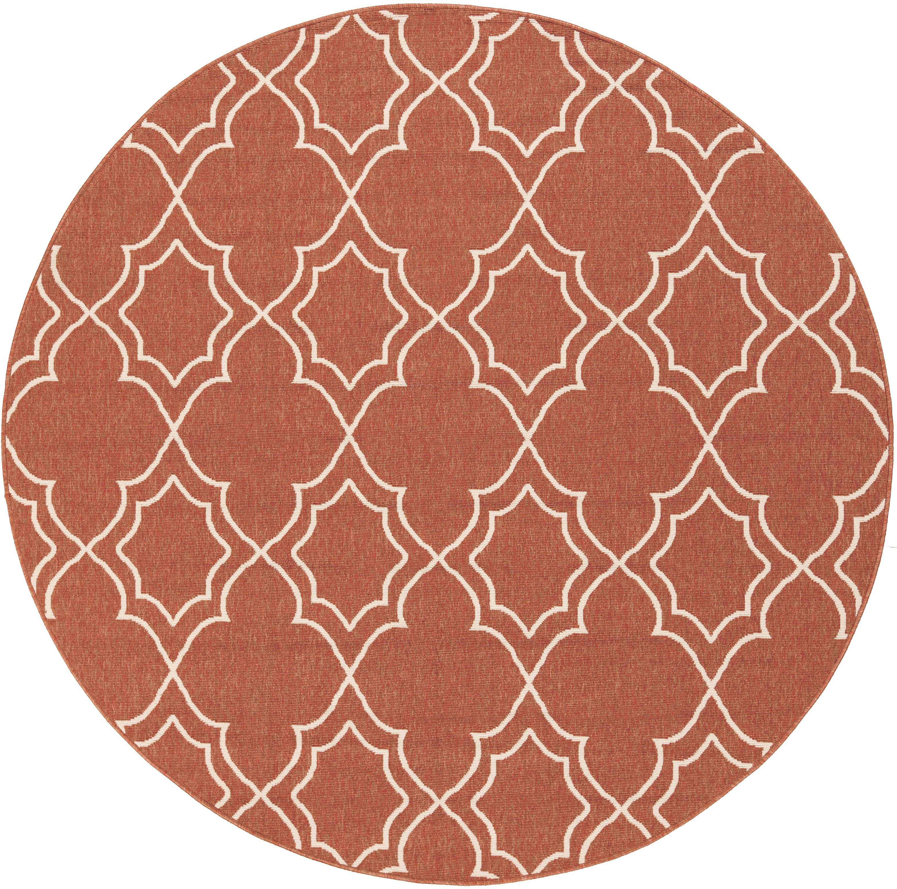 Unique Rust Red Lattice Trellis Outdoor Rug - Clearance