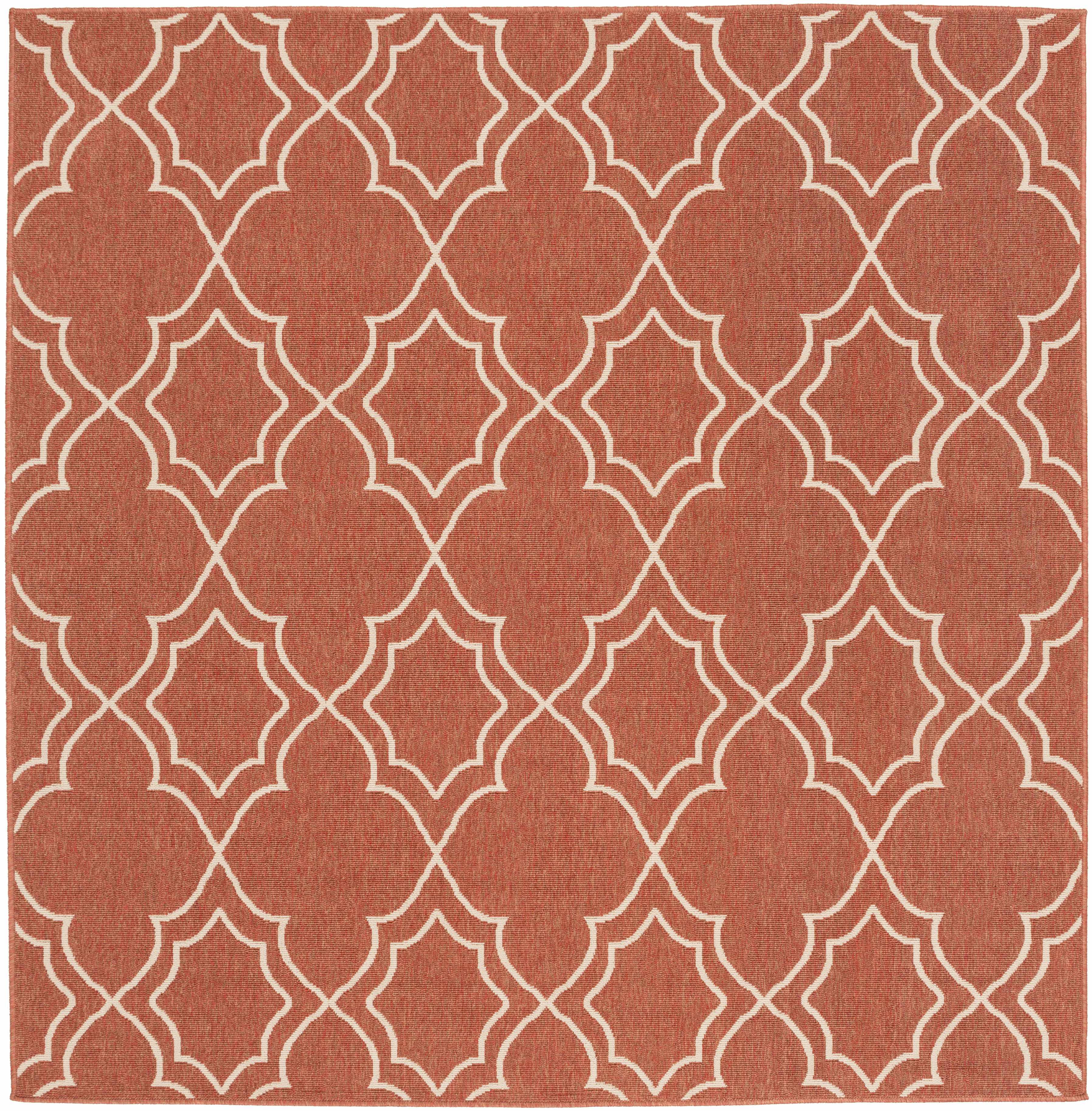 Unique Rust Red Lattice Trellis Outdoor Rug - Clearance