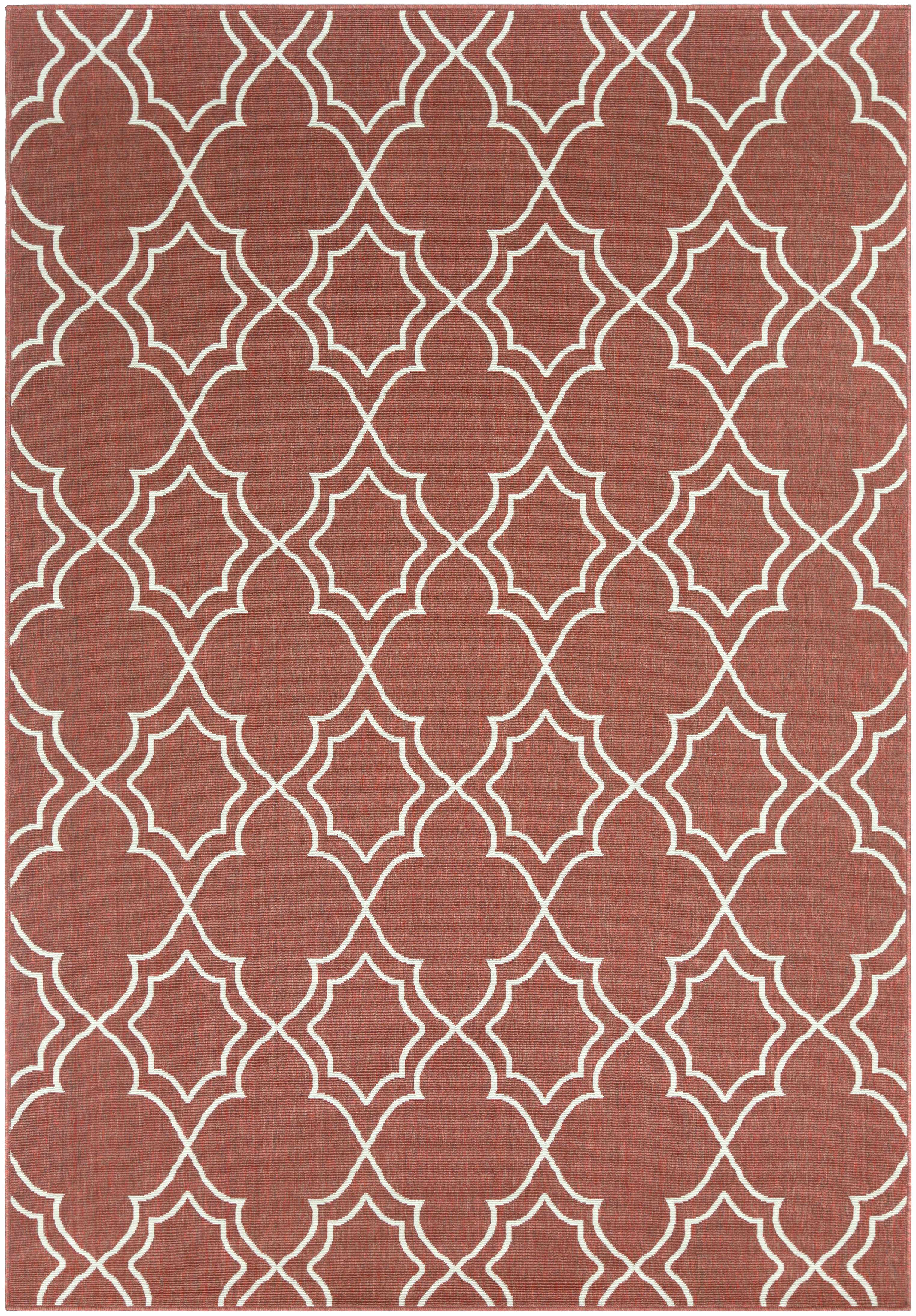 Unique Rust Red Lattice Trellis Outdoor Rug - Clearance